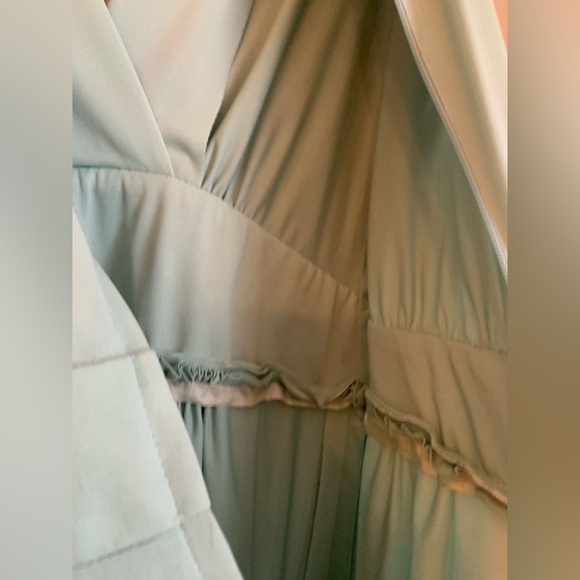 Vintage 1970's Fred Rothschild Maxi Dress Green Fall Winter Wedding Empire Waist - Picture 9 of 11